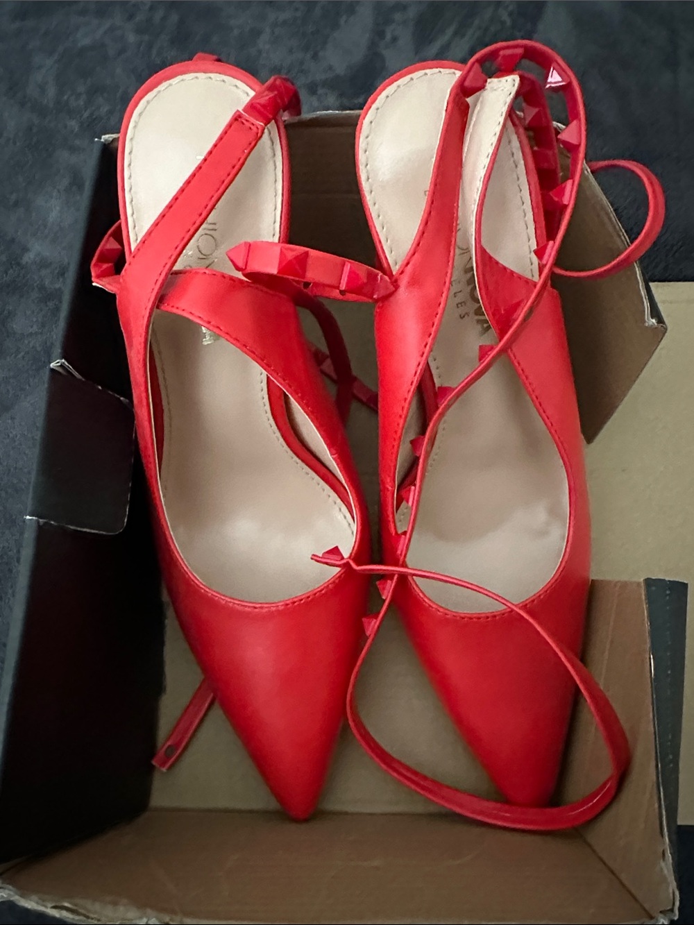 Fashion Nova Red Pointed Toe Ankle Wrap Heels